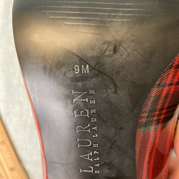 Ralph Lauren Red Heels Plaid Faux Patent Leather-9M - Picture 7 of 11